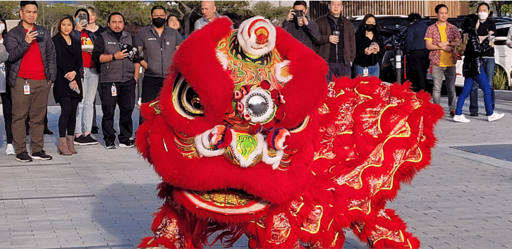 Red dragon in parade celebration
