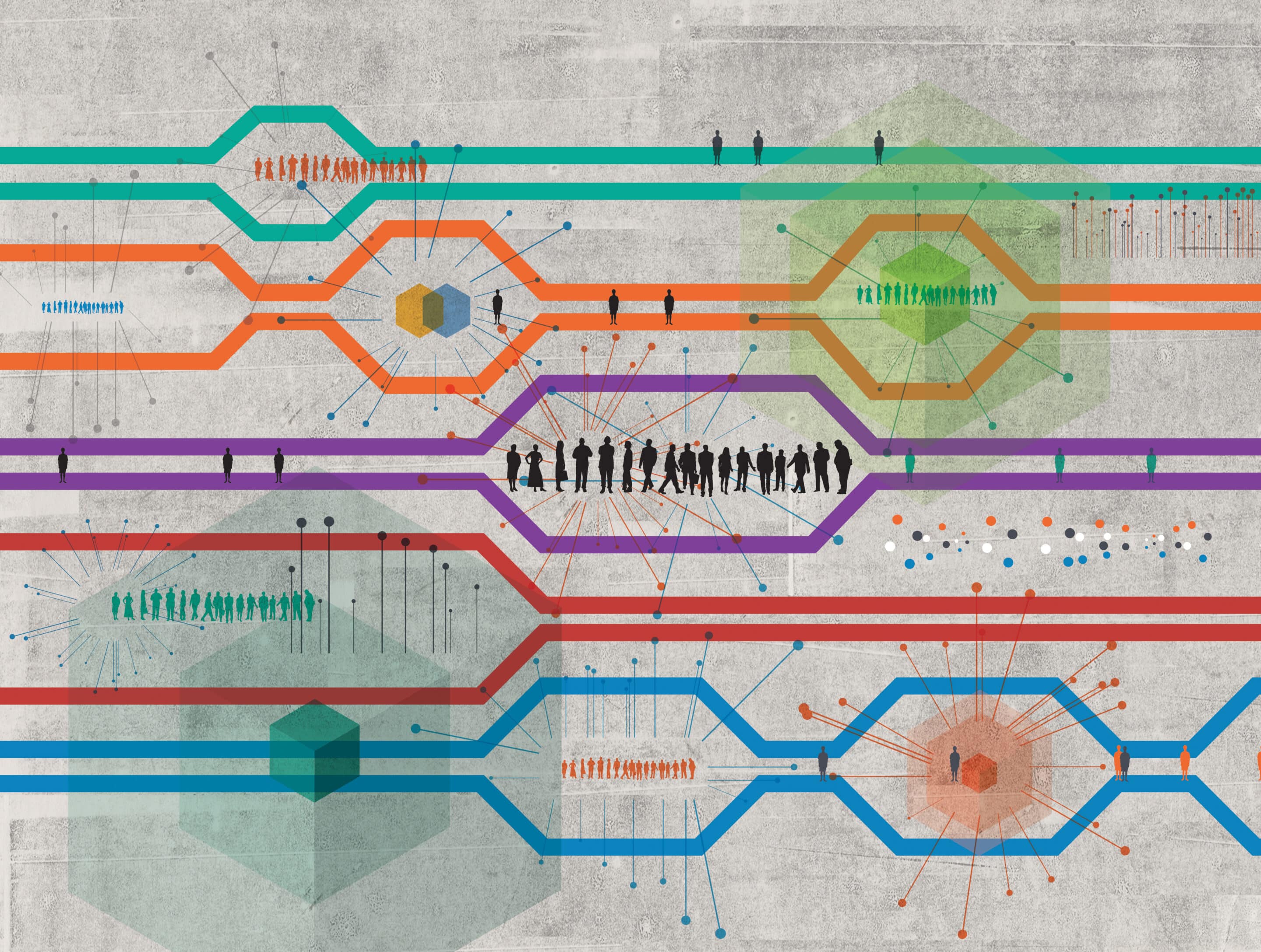 Colorful illustration depicting “a growing pipeline”
