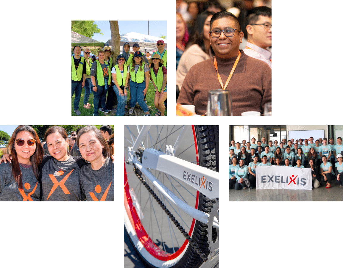 Collage of Exelixis<br />
employees<br />
showcasing pride<br />
and unity