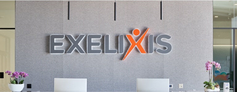 Exelixis logo on campus wall